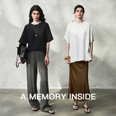 休闲宽松上衣 t恤女2025新款 Memory Inside日本进口三醋酸短袖