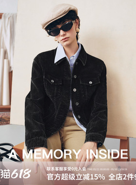 A Memory Inside黑色复古牛仔外套女2025秋季新款小个子短款夹克