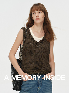 A Memory Inside宝藏叠穿背心 V领针织马甲2025春季新款宽松显瘦
