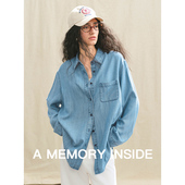 Memory Inside日本进口100%莱赛尔天丝 炒盐水洗 牛仔色衬衫 女