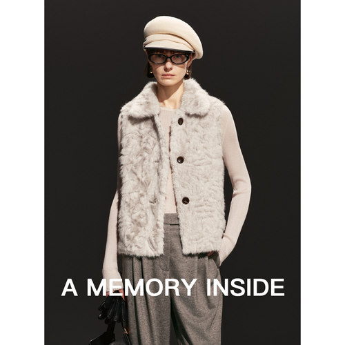 小湖羊休闲皮毛一体马甲外套女冬