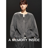 进口初剪苏力羊驼毛圆领毛呢外套女新款 Memory Inside手工拱针