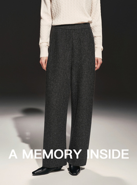 A Memory Inside“暖羊绒工艺”松紧腰休闲裤女2025新款小弯刀裤
