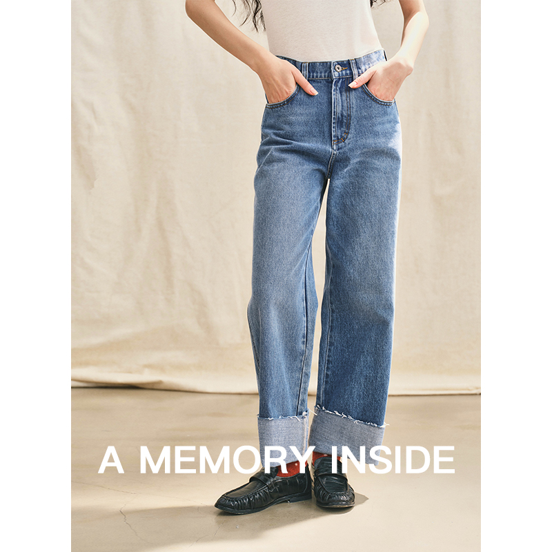 休闲时髦百搭显瘦直筒牛仔裤女
