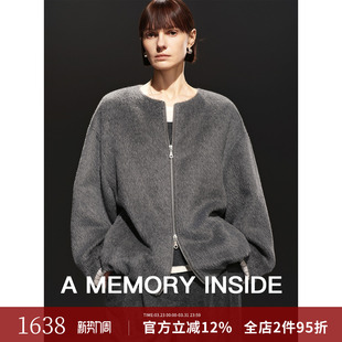 进口初剪苏力羊驼毛圆领毛呢外套女新款 Inside手工拱针 Memory
