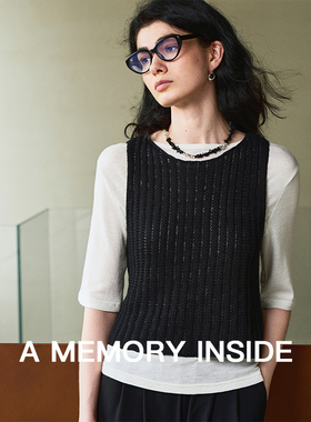 A Memory Inside高奢进口100%亚麻无袖上衣女镂空设计感针织衫女