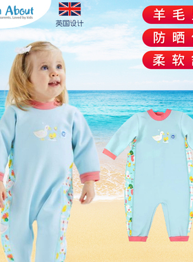 Splash About婴儿冬季保暖游泳衣男童女童宝宝儿童连体长袖防晒