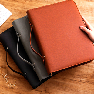 a4文件夹商务办公手提拉链包销售顾问公文包活页文件袋包谈单夹保险展业夹合同收纳包皮质多功能经理夹可定制