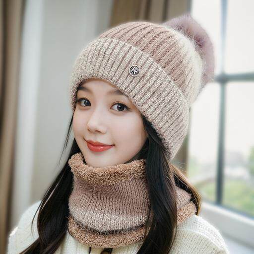 秋冬季帽子女韩版潮百搭时尚加绒毛线帽冬天骑车保暖防风防寒棉帽