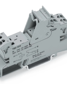 WAGO万可继电器插座2对转换接点适用于15mm基础继电器灰色788-102