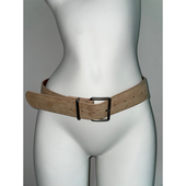 简约高级感韩系卡其色绒面银扣腰带小众设计感百搭复古宽边皮带