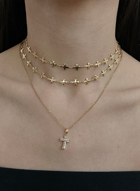 欧美风长款十字架项链