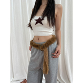 y2k涩谷辣妹毛毛腰带小众设计感个性 百搭朋克风亚文化仿皮草皮带