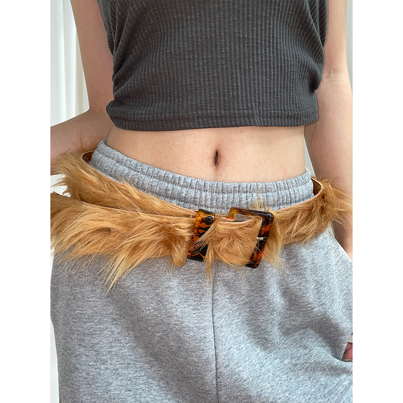 小众设计感个性毛绒腰带