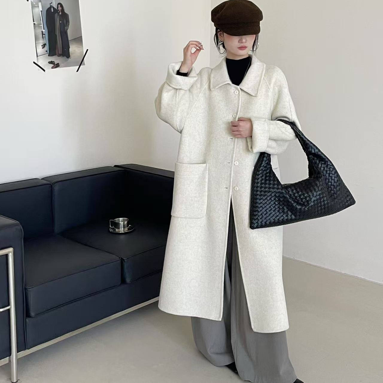 双面羊毛大衣女中长款韩系宽松