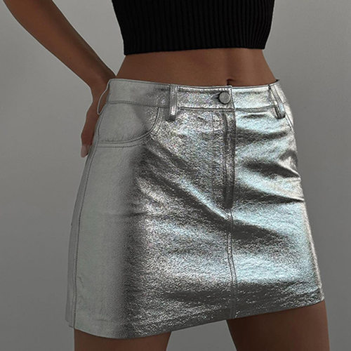 Solid color slim skirt covering the hip 纯色修身包臀半身裙女