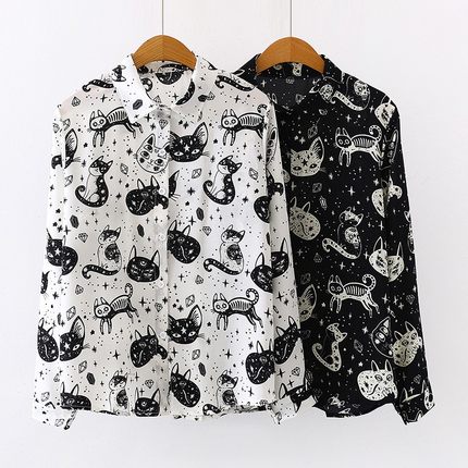 Tops and Blouses Office Lady Long Sleeve White Black Blouses