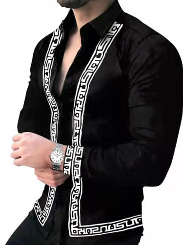 Cardigan Premium Long Sleeve Dress Shirt图案休闲潮男士衬衫