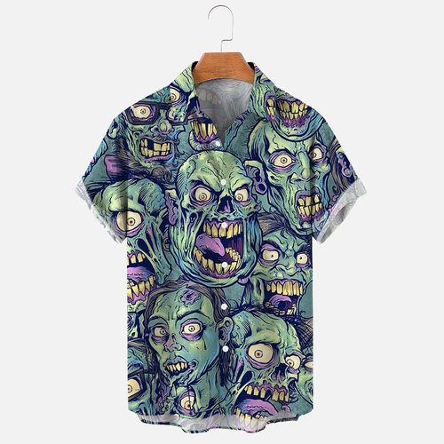Skull series printed men's shirts     骷髅头系列印花男装衬衫
