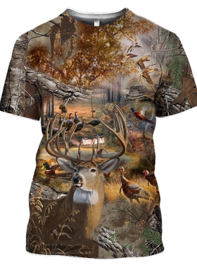 3D Print Camouflage T Shirt Guns 青少年丛林印花短袖卡通休闲