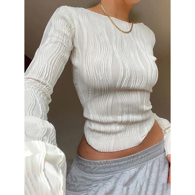 女士修身圆领长袖T恤精选