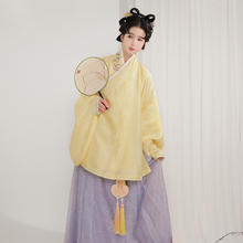 昼雪春花秋实汉服女明制暗花纱交领袄上衣(缸差)