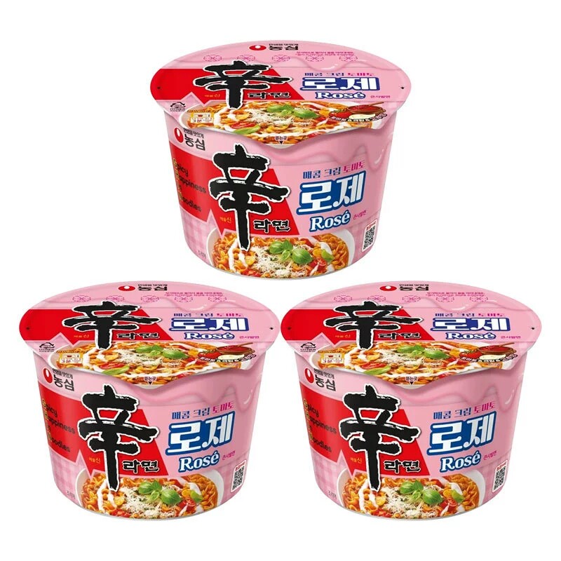 韩国进口农心辛拉面罗杰碗面108g奶油番茄辣味拌面夜宵速食拉面