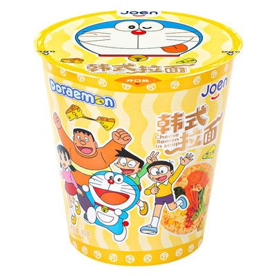 越南进口joen韩式拉面辣芝士味方便面速食泡面小杯面 哆啦A梦联名