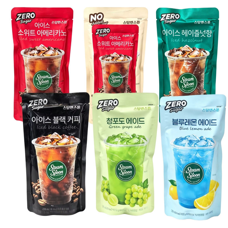 韩国Steam&Spoon咖啡液袋装冰黑美式榛果拿铁饮料青提冰果230ml