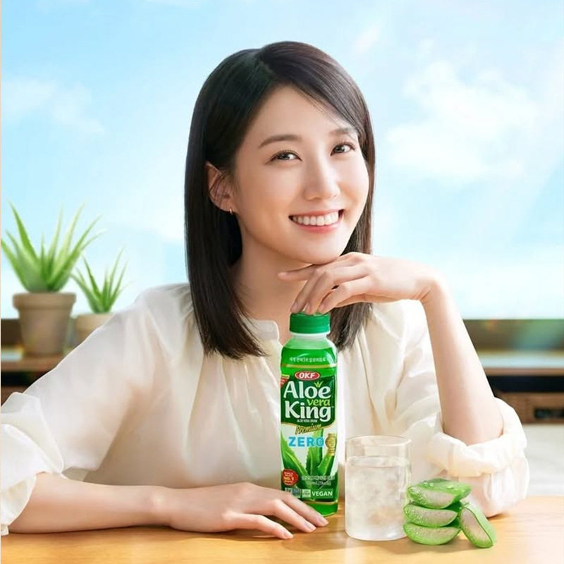 韩国进口OKF库拉索芦荟饮料含芦荟颗粒芦荟果肉饮料聚会休闲饮品