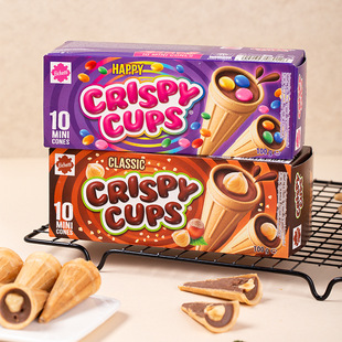 德国进口Eichetti三特榛子巧克力味冰淇淋形饼干脆筒夹心饼干零食