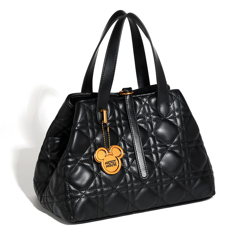 迪士尼包包官方正品2024新品米奇格纹女士气质高级感PU单肩包