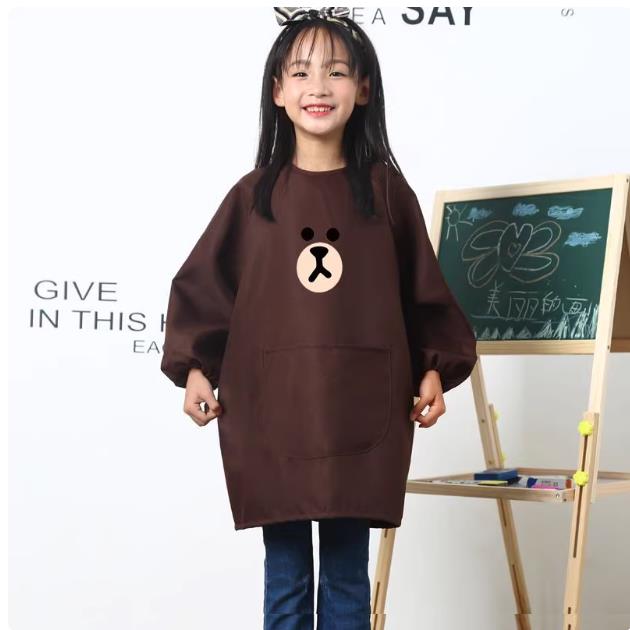 幼儿园绘画练毛笔字男宝围裙儿童画画罩衣美术生专用长袖防水防脏