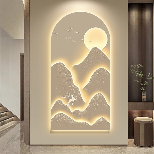 入户玄关走廊挂画轻奢LED灯画