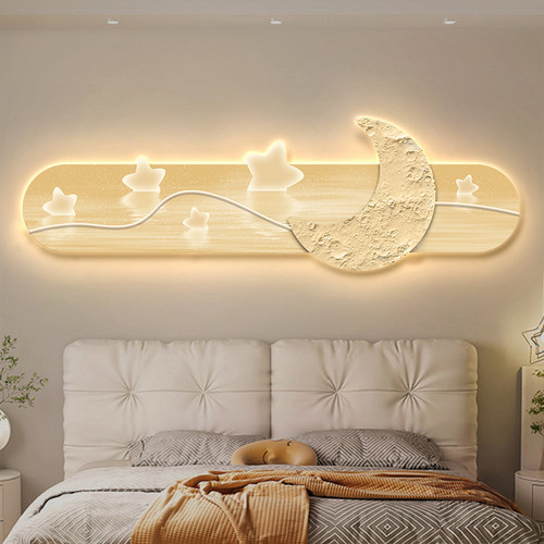 北欧轻奢卧室床头月亮星星灯画