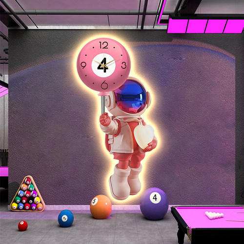 粉系卡通动漫宇航员台球厅