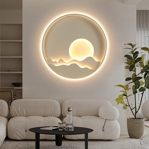 现代轻奢客厅沙发背景墙装饰画 画玄关过道挂画 画LED灯画 画日出