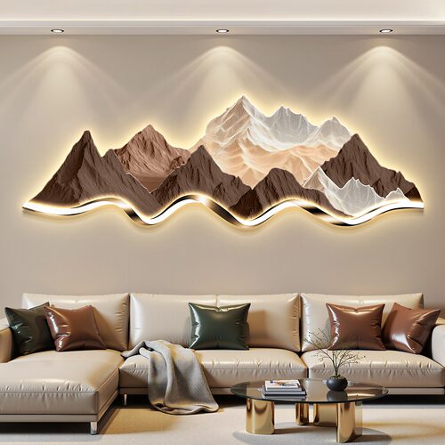 背有靠山led灯轻奢客厅装饰画沙发背景墙挂画现代简约高级感壁画