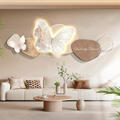 奶油风卧室装 饰画高级感蝴蝶房间床头挂画客厅抽象石来运转壁灯画