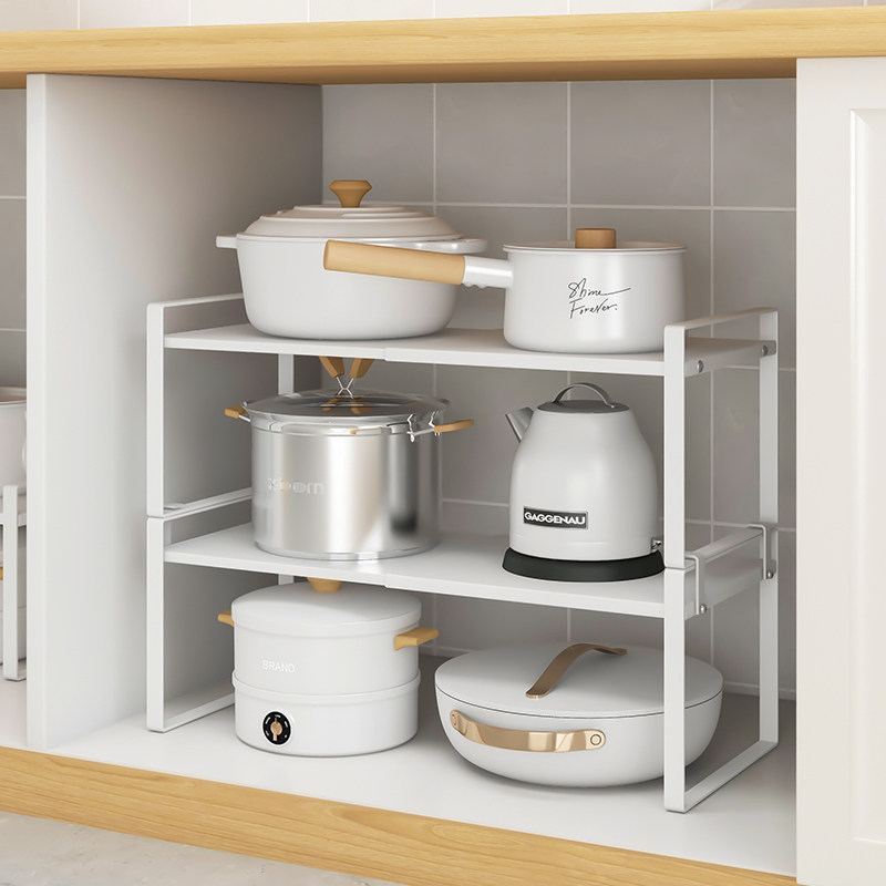 厨房多功能置物架伸缩调料锅具