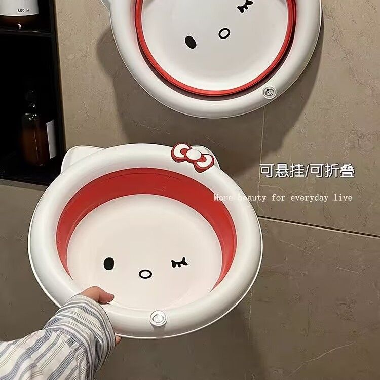 宿舍可折叠可爱猫猫脸皮中学生折叠盆墙挂式防摔洗屁屁洗内衣裤盆
