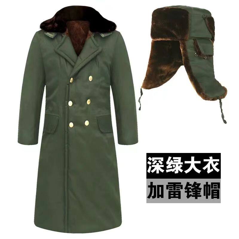老式军棉绿大衣男冬季加绒加厚东北大棉袄冷库棉衣保安防寒工作服
