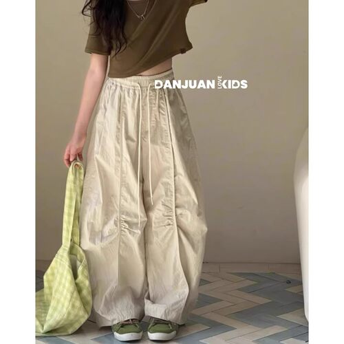 甜美女孩薄款裤子女童夏季2026新款速干裤中大童设计感阔腿裤夏装