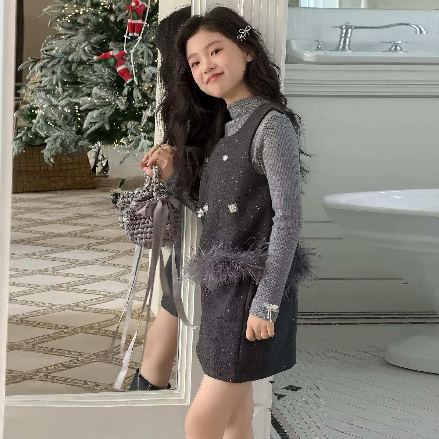 女童韩系套装超火冬装2025新款女孩小香风马甲打底衫短裙一整套潮,童装/婴儿装/亲子装,套装,淘宝优惠券,粉丝福利购,淘宝优惠卷