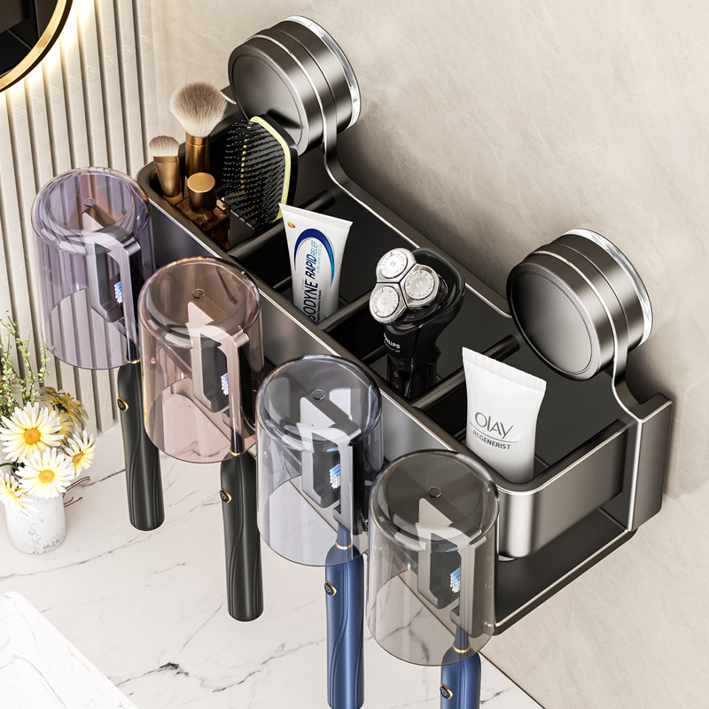 牙刷置物架排行榜第一名吸盘刷牙杯架子免打孔卫生间挂墙壁挂漱口