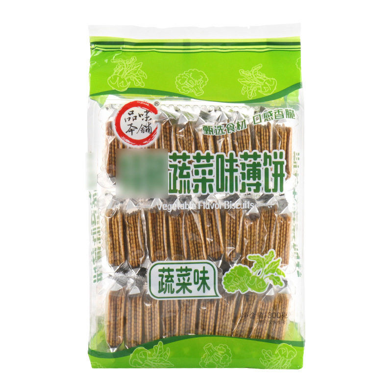 6袋 品味本铺薄饼300g蔬菜牛奶芝士口味休闲零食酥脆薄脆饼干