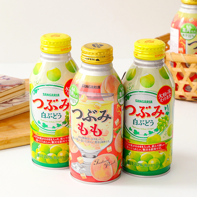 日本进口三佳利白桃青提葡萄味果汁饮料网红高颜值水果肉清凉饮品