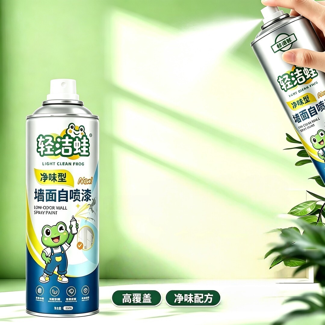 轻洁蛙墙面自喷漆净味型家用墙面遮盖污渍划痕发霉发黄环保水性漆