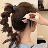 复古简约泡泡辫头绳女不勒发无扎痕电话线发圈扎马尾编发神器头饰