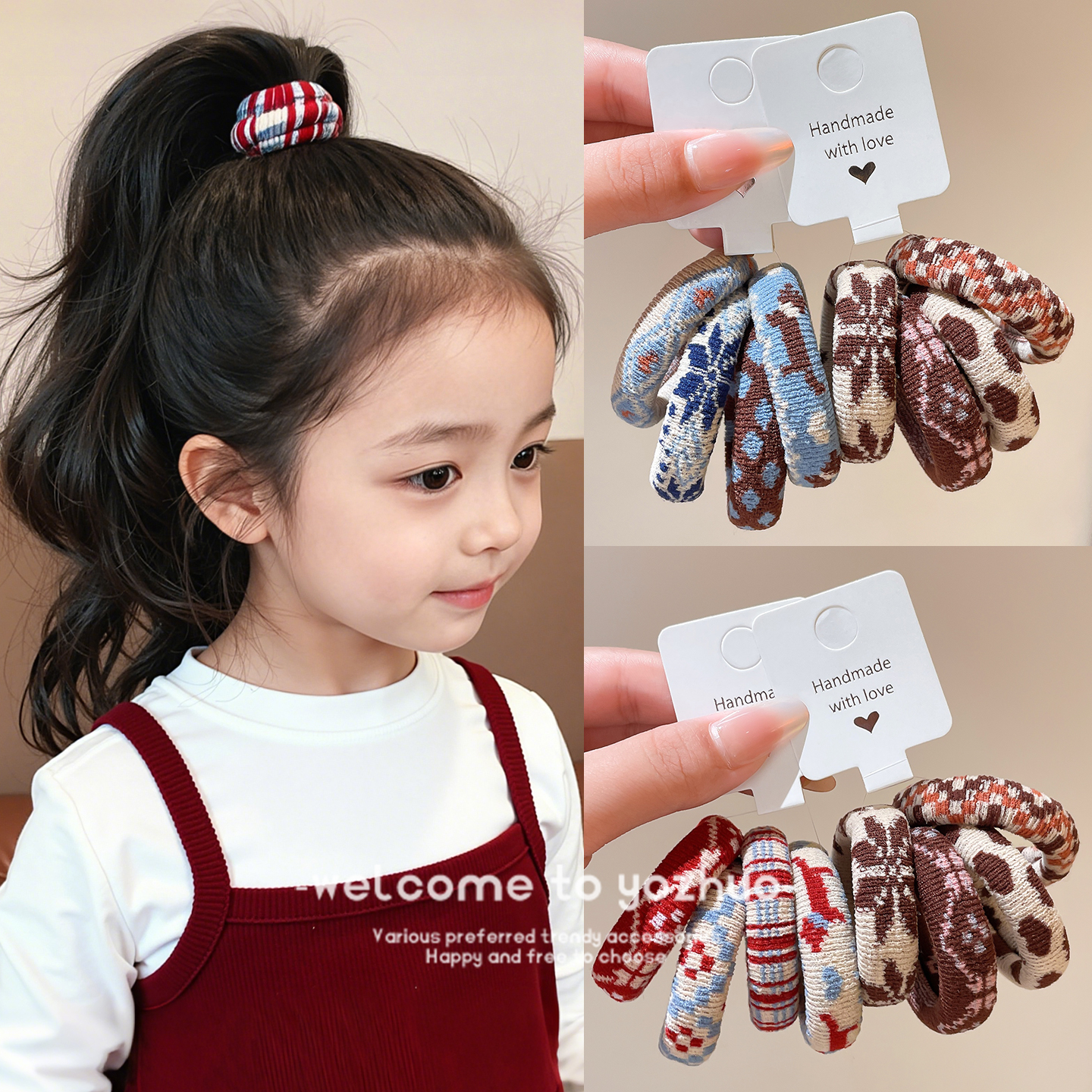 儿童秋冬复古发圈小女孩2025新款头绳不勒发无扎痕皮筋高马尾发绳